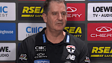 Ross Lyon speaks on Thursday night.