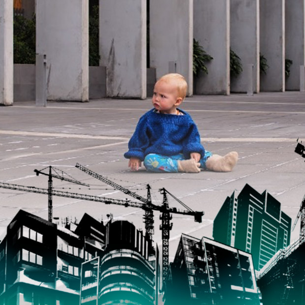 A child in the common play area of a contemporary Melbourne apartment building. Taken by a resident contributing to a paper by Deakin University’s Dr Fiona Andrews.