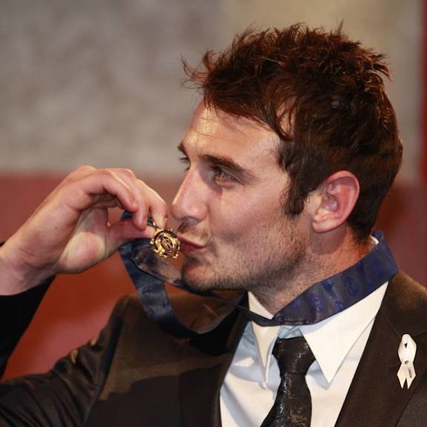 Jobe Watson on the night he won the Brownlow Medal in 2012. He had to hand back the award in 2016.