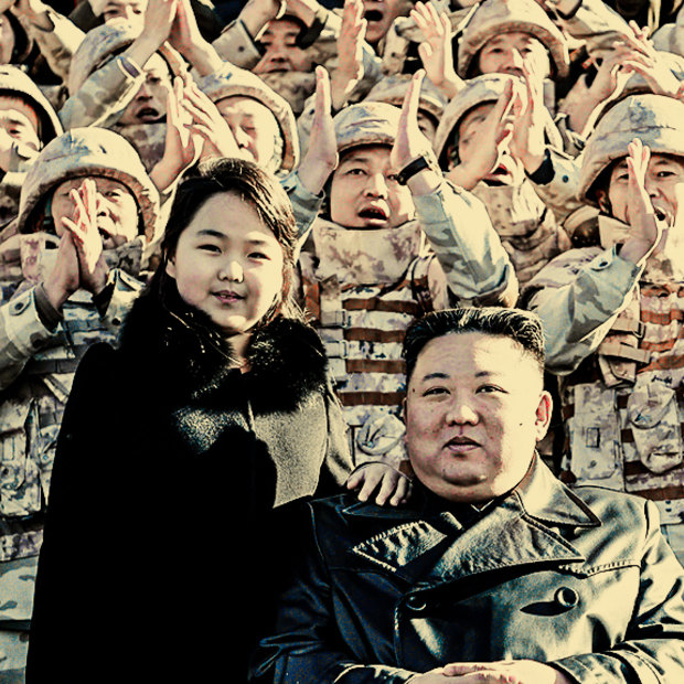 Kim Jong-un and his daughter Kim Ju-ae after the launch of a missile in 2022 in a photo supplied by the North Korean government.