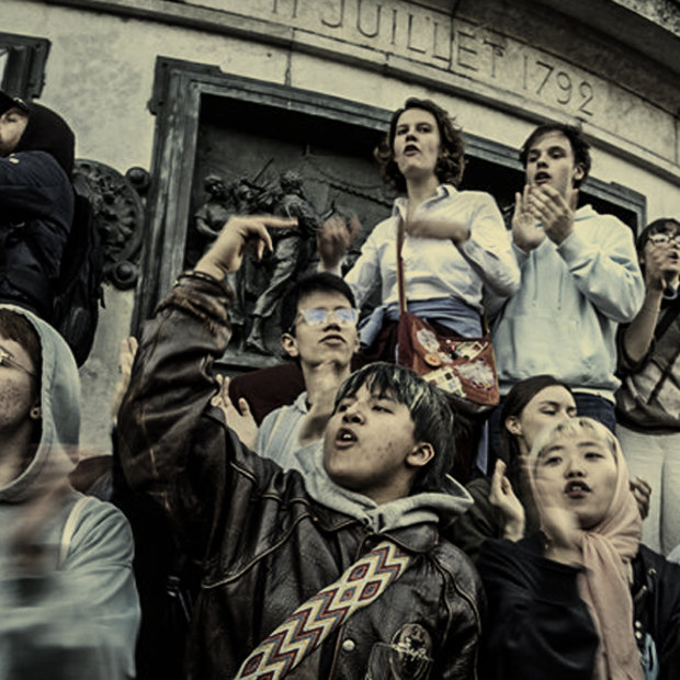 Young people protest against the far right this month after Macron called a snap election.