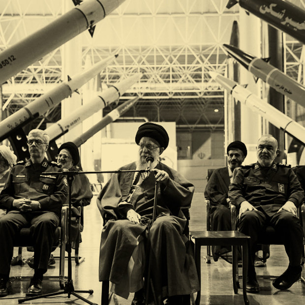 Iran’s Supreme Leader Ali Khamenei visits an exhibition of the Revolutionary Guard’s aerospace achievements in Iran in November.
