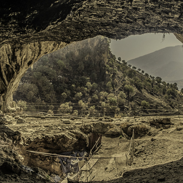 The Shanidar Cave in northern Iraq, where fossilised Neanderthal remains were found. 
