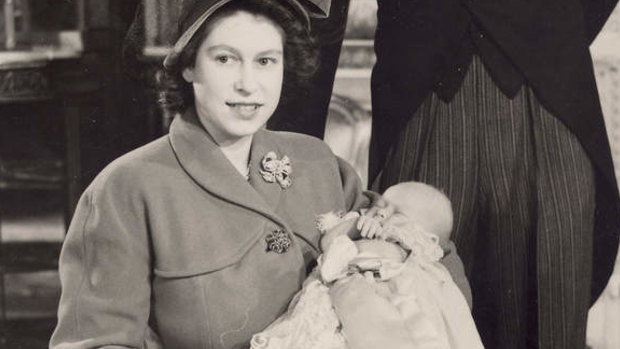 Baby Prince Charles christening at Buckingham Palace in 1948.