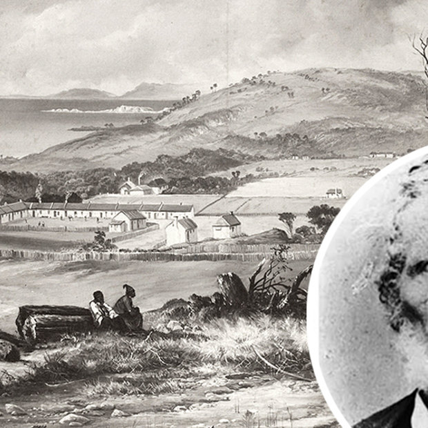 Kalloongoo finished up at the Aboriginal Station on Flinders Island in 1837 after years as a slave of William Dutton (inset).
