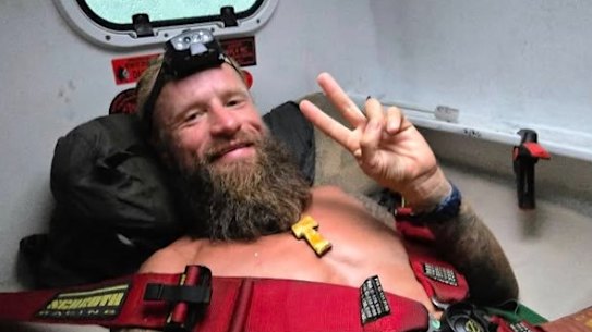 Lithuanian man Aurimas Mockus, who got into trouble in the Coral Sea as Tropical Cyclone Alfred bore down on Sunday, March 2, 2025.