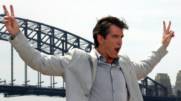 Pierce Brosnan, pictured here in Sydney for the launch of Die Another Day in 2002, played James Bond in four movies before being replaced by Daniel Craig. 