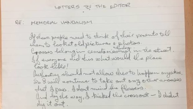 The note received in the Mandurah Mail office was marked as a "letter to the editor".