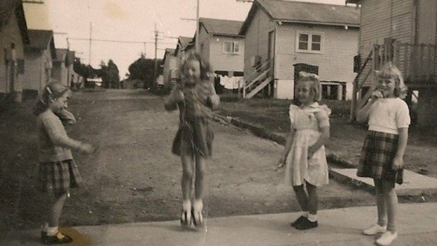 Happy place for children: Catherine Haines skipping at Bradfield Park in 1955. 