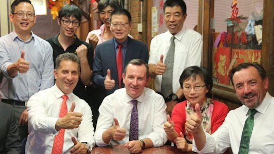 WA Premier Mark McGowan with former Chinese consul-general Dong Zhihua, Chung Wah president Ting Chen and Edward Zhang. 