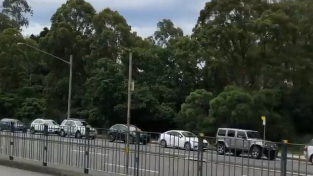 A queue for COVID testing at North Ryde on Friday.