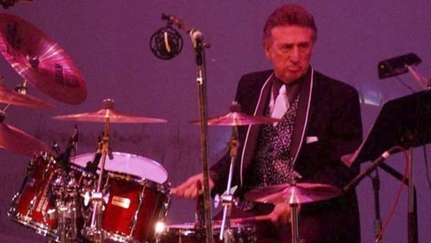  Elvis Presley drummer D.J. Fontana performs at the 50th anniversary celebration concert of Elvis Presley\'s first performance at the Louisiana Hayride in Sherveport, Louisiana.  