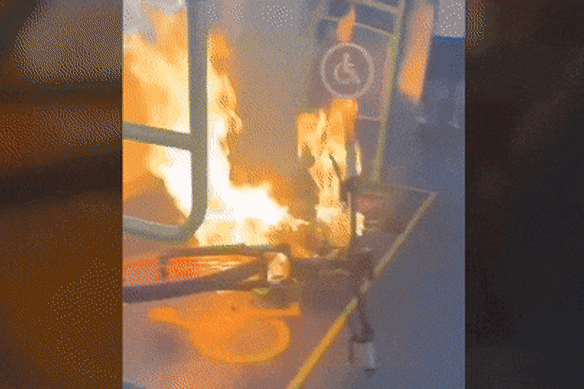 An e-bike caught fire on a Melbourne train in March. 