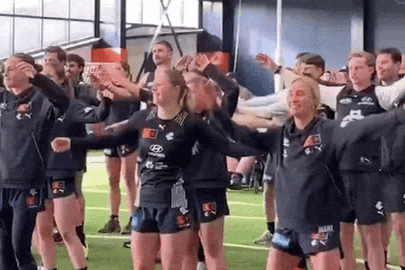Carlton’s men’s and women’s team show their moves, and show what a united, integrated footy club looks like. 