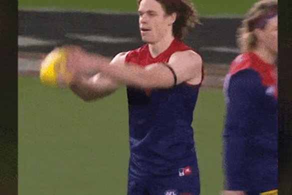 Ben Brown kicks a ogal. 