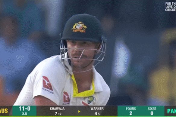 David Warner’s mock confrontation with Shaheen Afridi.