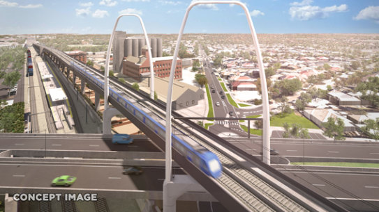 Ministers Jacinta Allan and Paul Fletcher unveiled the first images of the new rail bridge to form part of the Melbourne Airport Rail project. 