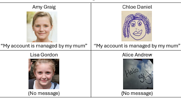 The four accounts used either an AI-generated photo or an avatar. Two said the account was managed by a parent.