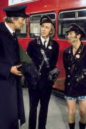 Inspector Cyril "Blakey" Blake (Stephen Lewis), on the left, in On the Buses, which set order and predictability against chaos and abandon.
