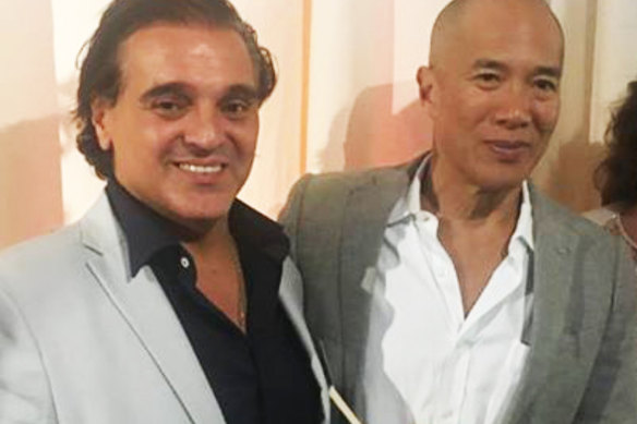 Carlo LoGiudice (left) with neurosurgeon Charlie Teo. 