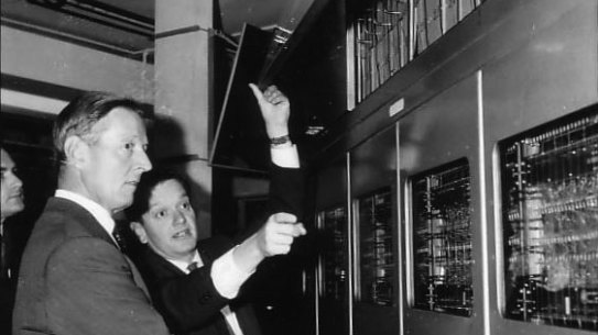 Dr John Bennett demonstrates Silliac to the Governor General Lord De L’Isle, circa 1961.