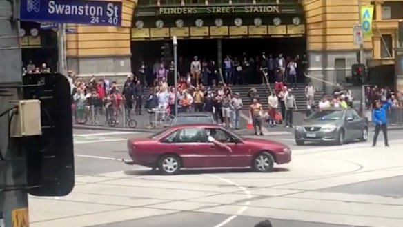 James Gargasoulas did doughnuts outside Flinders Street Station minutes before he murdered six people in the Bourke Street massacre.