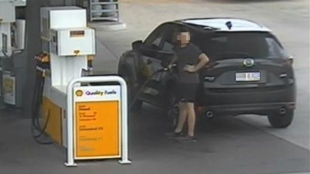 The CX-5 at a Great Barrier Road service station at Brisbane Airport, where it was allegedly driven off without paying.