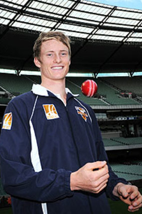 A teenage Alex Keath on the day it was announced he had signed a long-term cricket contract.