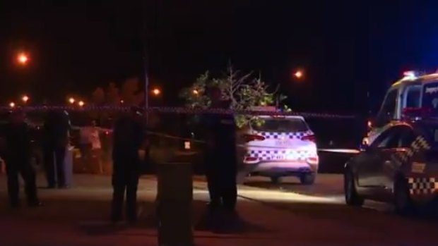 The scene in the Rockhampton suburb of Norman Gardens after the fatal shooting.