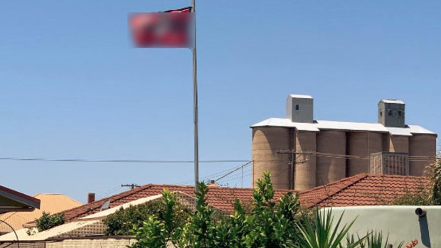 The Nazi flag flying over a home in the Victorian town of Beulah. The flag has since been taken down.