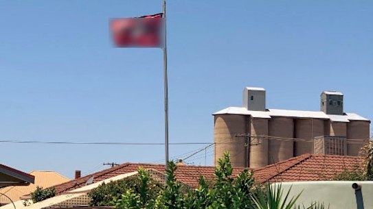 A Nazi flag flying over a home in the Victorian town of Beulah last year.