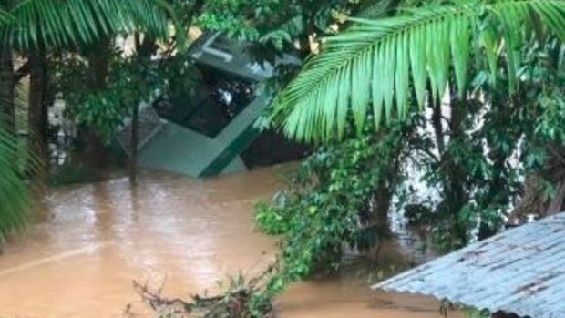 A ticket booth is seen floating in the Daintree River at Daintree Village, about 56 kilometres from Port Douglas in Queensland.