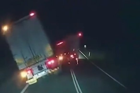 Footage shows a near collison along Great Eastern Highway in WA about 12:20am on Saturday.