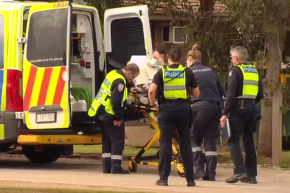 A Victoria Police officer was left with serious injuries when he was pinned between cars after a ramming at Melton. 