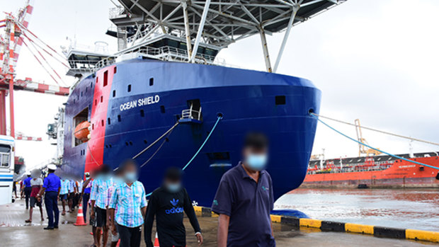 Sending a message, Border Force ship docks in Colombo to return Sri Lankans