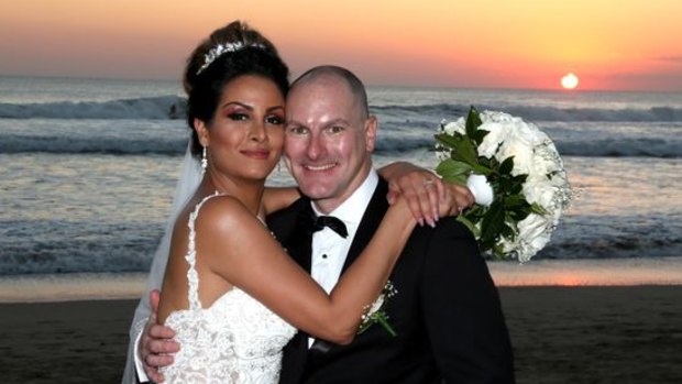 Matt Goland, 38, and Bita Zaeim, 32, after their wedding in Bali.