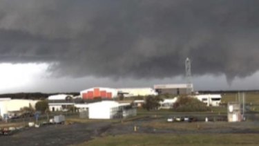 A suspected tornado at Brisbane Airport on Friday.