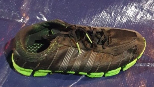 Police release an image of this shoe worn by the pedestrian who was struck and killed by a car in Dandenong in a bid to identify him.