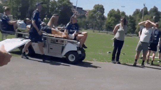 Xavier Coates comes from the field on Thursday.