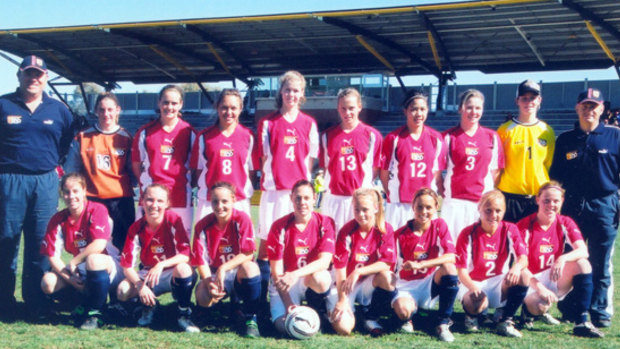 The 2006 NSW Combined High Schools side - featuring Matildas Kyah Simon (fourth from left, back row), Emily van Egmond (sixth from left, back row) and champion surfer Sally Fitzgibbons (third from right, front row)