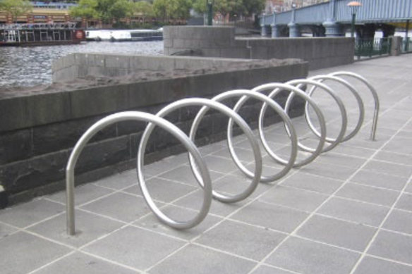 Melbourne’s iconic curly bike racks.