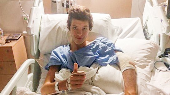 Shannon Neale after his arm injury three years ago.