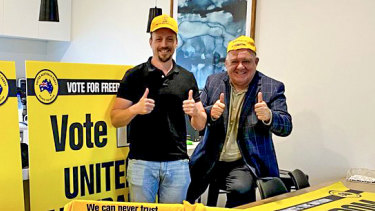 United Australia Party MP Craig Kelly with Morgan Jonas, who has submitted his application to be a candidate with UAP 