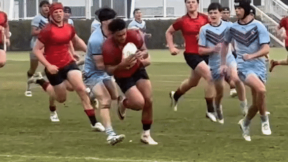 The league/rugby hybrid game between Barker College and St Gregory’s.