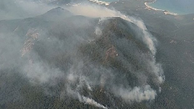 A fire burning out of control at Wilsons Promontory.