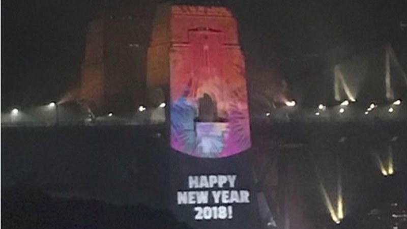 New Year S Eve Typo Projected Onto Sydney Harbour Bridge Pylon