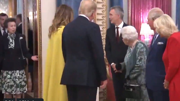 Rorschach test: The interaction between the Queen and her daughter, Princess Anne. Some see it as Anne loath to meet US President Donald Trump, while others  see it as the Notorious Q "side-eyeing" Anne to get in line, like a naughty corgi. 