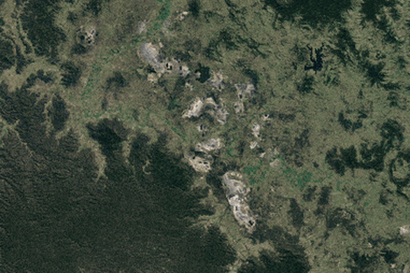 The north and south Hunter Valley Operations mines, as seen from above. GIF.