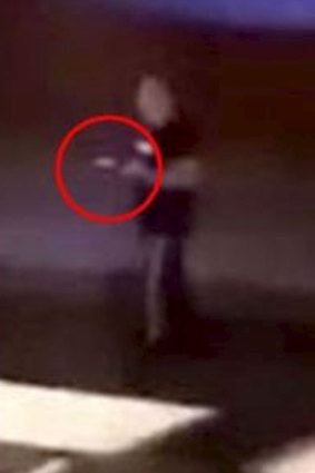 A man is seen advancing towards police in a video recorded near Penrith police station.