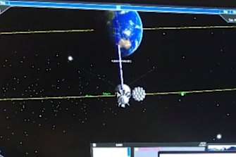 A space object on a screen at Saber Astronautics Colorado control station.